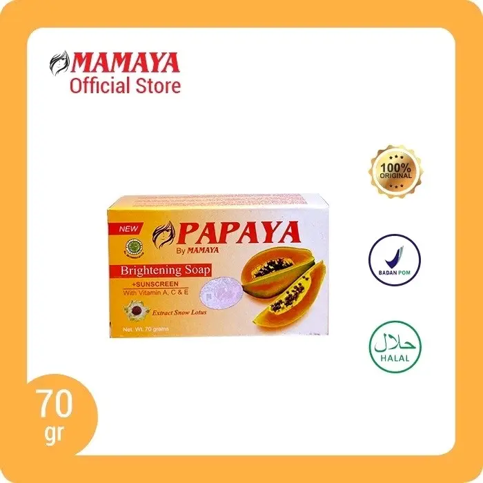 PAPAYA BY MAMAYA Brightening Soap + Sunscreen 70g Sabun Pembersih Wajah Original Mencerahkan
