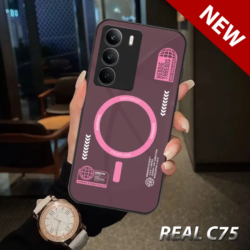(WS-45) Softcase Glass Case Real C75 Casing Real C75 Case Hp Real C75 Casing Hp Case Magesafe Pelindung Hp Silikon Hp Tahan Benturan Case Hp Case Aesthetic 5