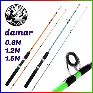Joran pancing putar berkualitas tinggi dengan panjang 0,6m/1,2m/1,5m, joran pancing perjalanan dua bagian, perlengkapan memancing untuk perjalanan.