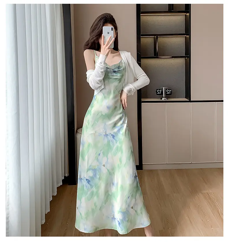 25012 green Cocktail female dress casual midi Korean dress style mint green  sleeveless dress women floral summer woman beach dress plus size - TikTok  Shop Malaysia