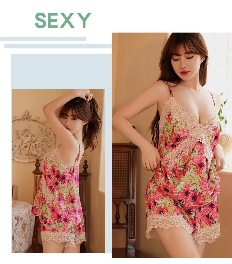 Product Introduction of sleepwear plus chest pad pajamas silky loungewear advanced sense brandy melville shorts pjs pajama victoria secret  pajamas 6