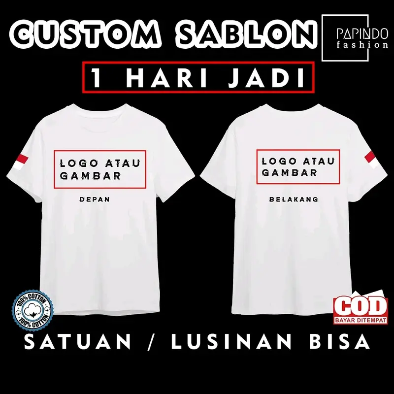 T-Shirt Kaos Satuan/Lusinan Custom Bisa Request Foto Dan Design Sendiri | Baju Kaos Pria | kaos terbaru 2024 dewasa | Kaos Logo Combed Distro 1