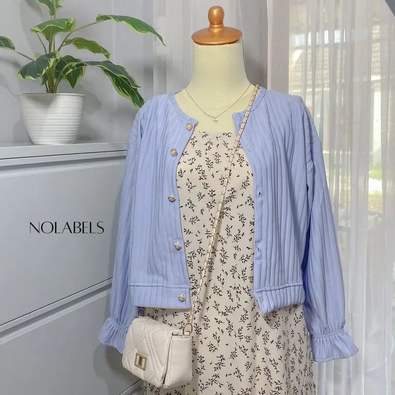 sheraa.id | SETELAN WANITA OVERALL MIX CARDIGAN / Atasan CARDY Kancing Crop KNIT HORNET Outer MIX OVERALL DRESS Panjang MOTIF FLORAL KOREAN STYLE 0