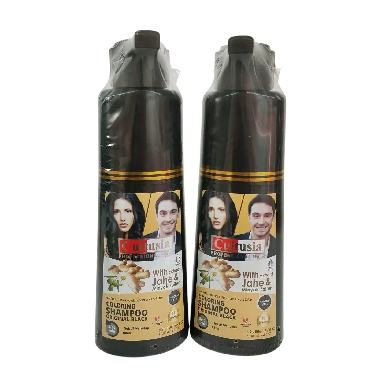 Cultusia Color Fast Hair Shampoo Original Black With Extract Jahe & Minyak Zaitun 160ml Hitam Conditioner Menghitamkan Penghitam