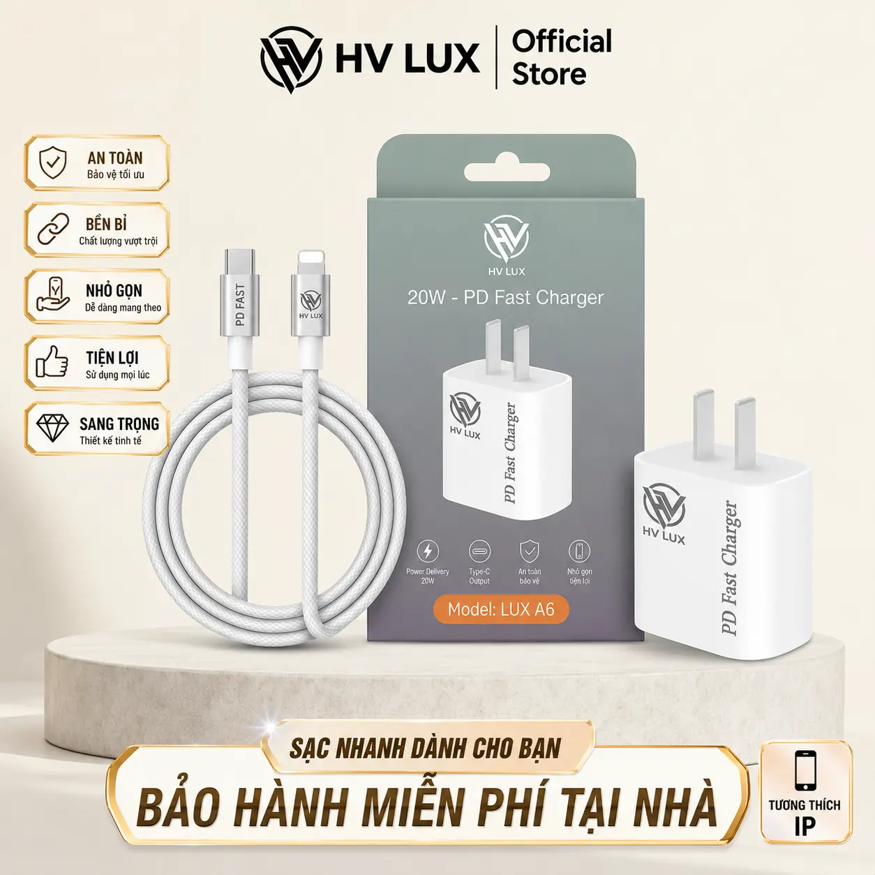 SẠC NHANH PD-20W (HVLUX) C to L .Đầu Bọc Nhôm , Dây Bọc Dù Bền Bỉ Cứng Cáp . Hỗ trợ từ IP8 đến IP14Prm . Hiệu HVLUX. Bảo Hành Đổi Mới 3 Tháng sạc nhanh Tương thích cho ip Phụ Kiện