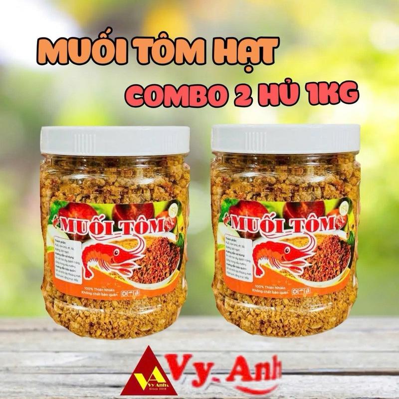  VY ANH   COMBO 1kg MUỐI TÔM HẠT SIÊU ĐỈNH   500gr muối tôm hạt + 500gr muối ớt xanh thơm ngon  mặn  cay 