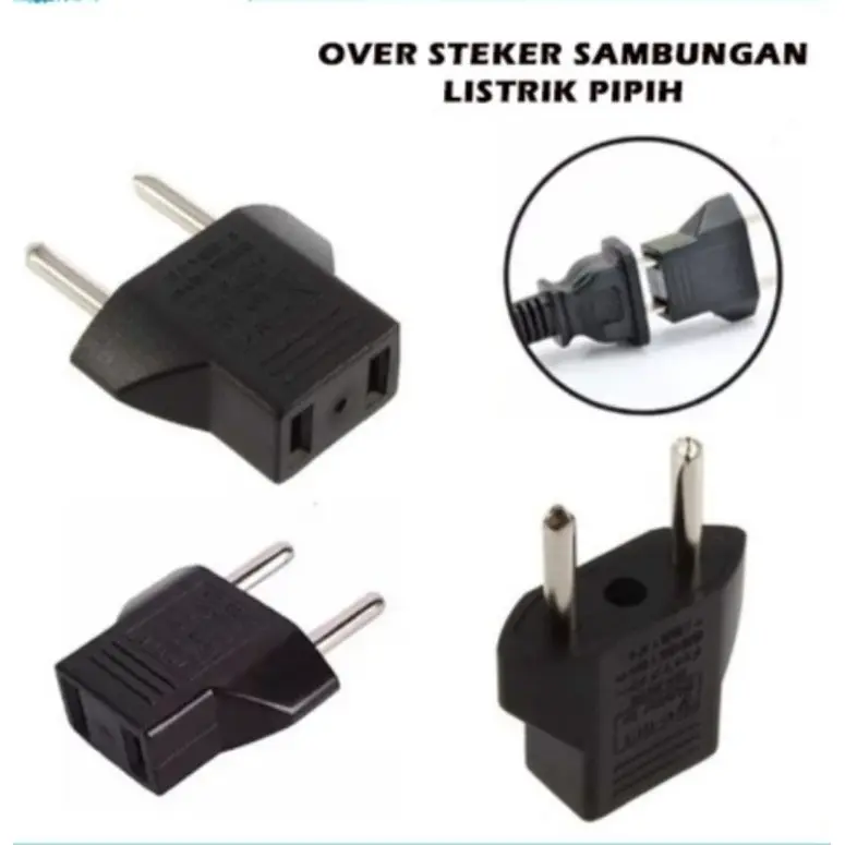 Adapter Sambungan Kepala Charger Gepeng Over Steker Kaki Gepeng Ke Bulat 0