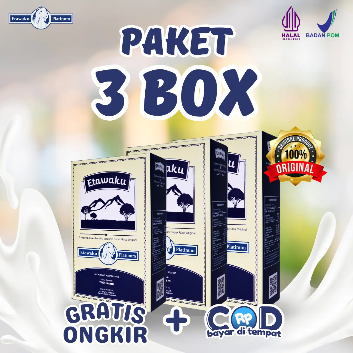 Susu Kambing Etawaku Platinum Paket 3 BOX Susu Kambing Etawa Milk Dairy Bubuk susu kesehatan