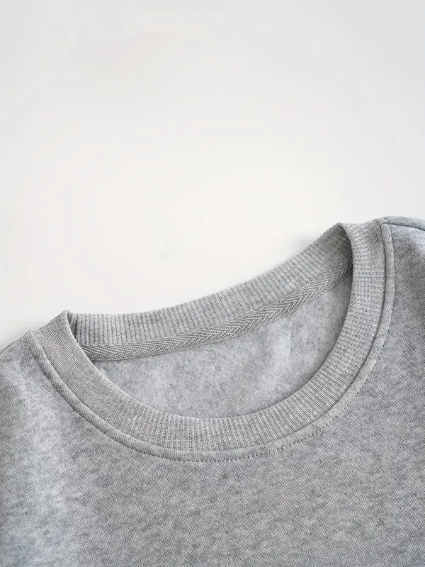 Women's Solid Color  Sweatshirt Set, Casual Long Sleeve Crew Neck Pullover  for Fall & Winter, Women's Clothing for Daily Wear 8