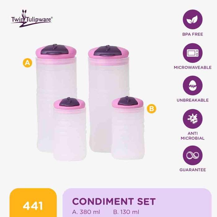 Gambar Tulipware Tempat Garam Merica Condiment Set 4 Buah Wadah Plastik PP Anti Bakteri BPA Free Kitchenware Tulipware Collection dari asrigiat Kota Bogor 4 Tokopedia