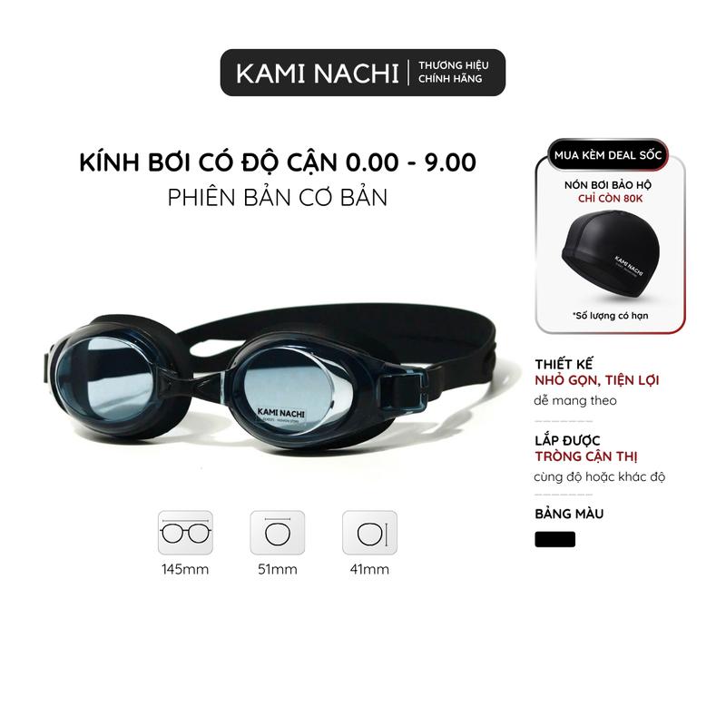 Kính bơi cận cho người lớn nam nữ có độ từ 1.5 độ đến 9.0 độ chính hãng KAMI NACHI - Mắt kính bơi cận thị chống bám hơi nước