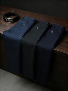 Paquete de 3 pantalones para traje para hombre, estilo casual de negocios, pierna recta, alta elasticidad, resistente a las arrugas, para todas las estaciones