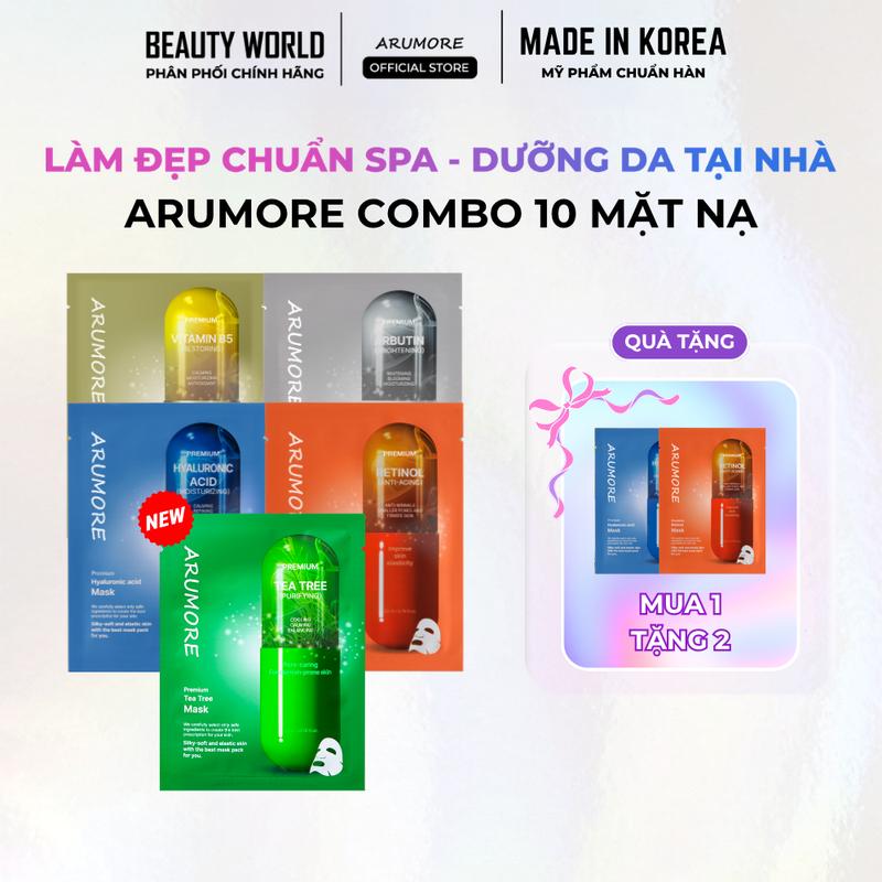 Combo 10 Mặt Nạ Arumore Chiết Xuất Thiên Nhiên Hỗ Trợ Cấp Ẩm Làm Dịu Sáng Da…