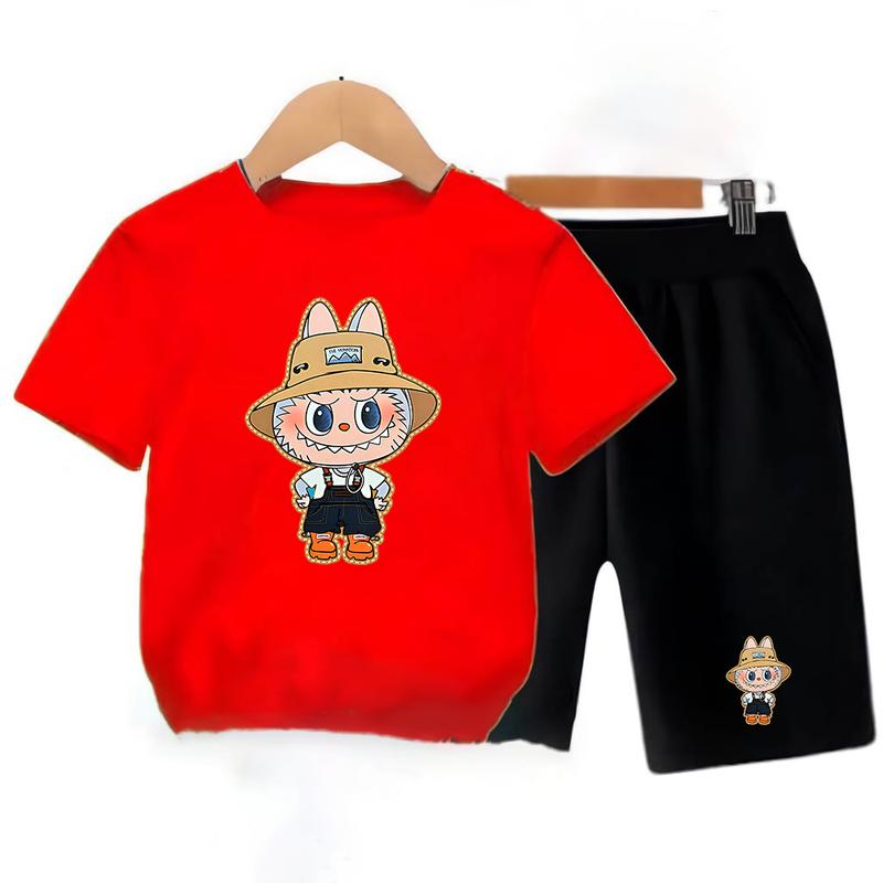 SETELAN ANAK-ANAK COWOK DAN CEWEK MOTIF LABUBU  / BAJU ANAK-ANAK LAKI - LAKI DAN PEREMPUAN / KAOS ANAK SET ANAK PRIA DAN WANITA / LB FARMER 1