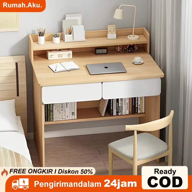 Meja Belajar 80CM dengan Laci Kabinet Meja Komputer Meja Belajar Rumah Kantor Meja Belajar Meja Komputer
