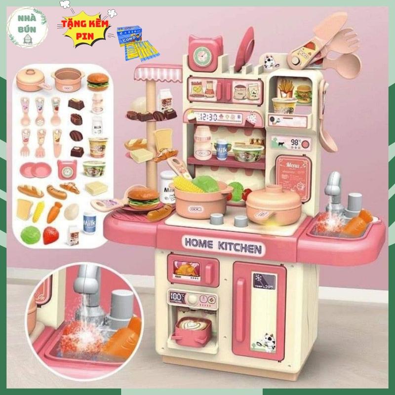 Đồ Chơi Bếp 36cm Đứng Nấu Ăn Cỡ Mini Cho Bé Có Phun Sương Có Vòi Nước Thật Toy A73 TẶNG 3V PIN AA