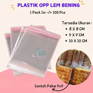 Plastik Opp Seal Lem Roti Pie Snack Souvenir 8x8 9x9 10x10 11x11 12x12 13x13 14x14 15x15 16x16 1 Pak Isi 100 Pcs