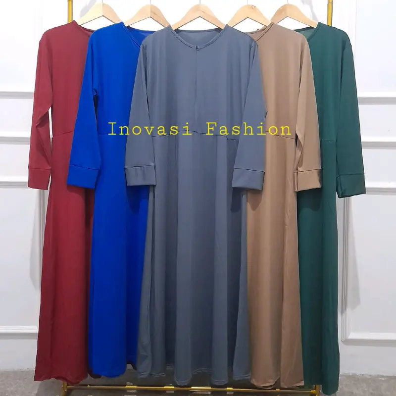 Gamis Jersey Polos Premium Bahan Adem Melar Busui Ada Sakunya Buat BB 50-90 kg 4