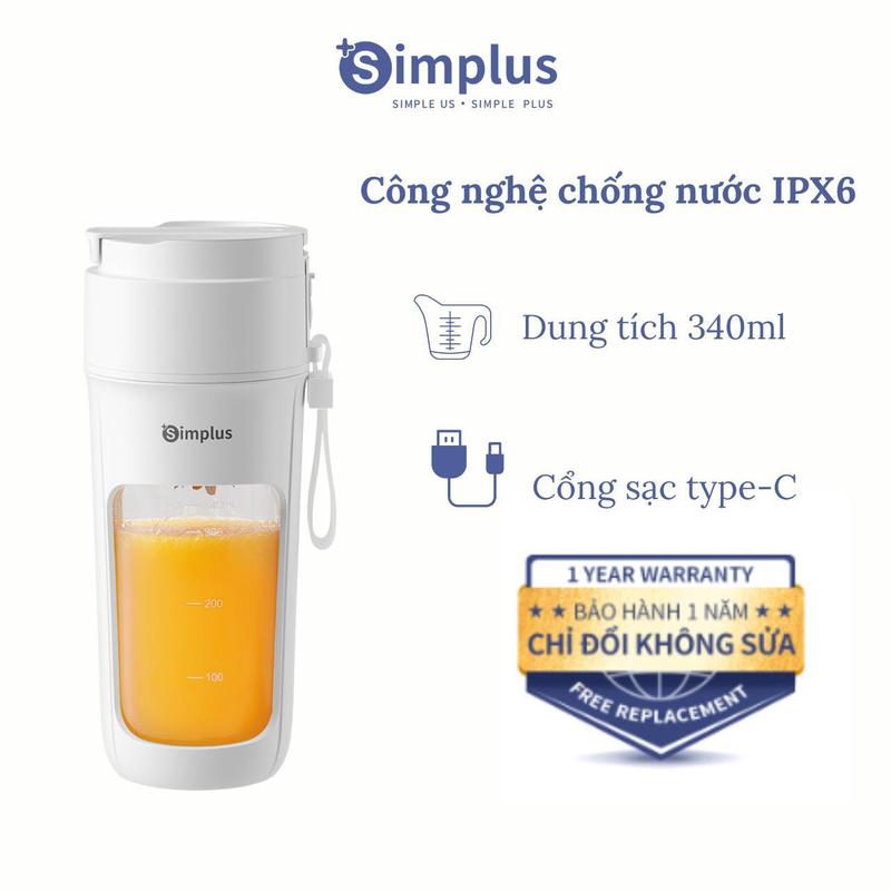  SimplusVN Máy Xay Trái Cây Không Dây Cầm Tay ZZJH008 Dung Tích 340ML Cổng Sạc Type-C Chống Nước Tiện Lợi Bảo Hành 1 Năm Chỉ Đổi Không Sửa 