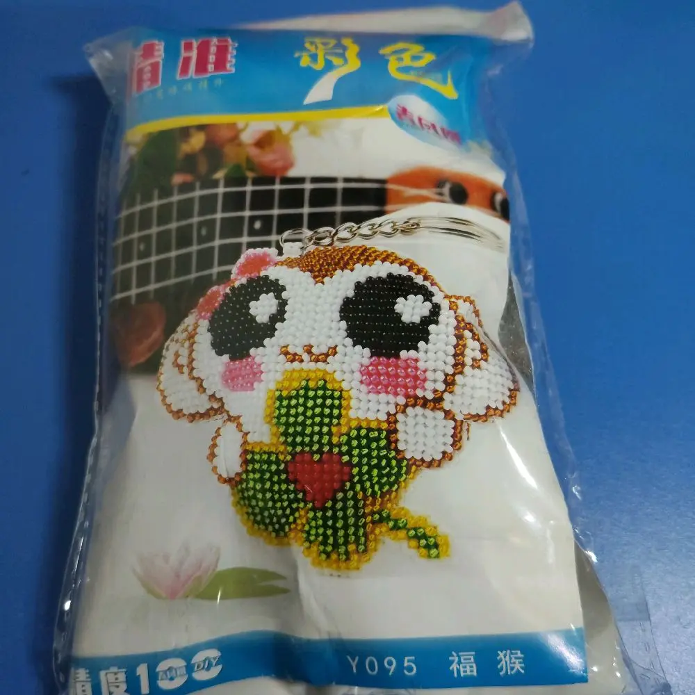 Ailuo Paket Kristik Cross Stitch Sulaman Gantungan Tas HP Siap Sulam atau Sendiri dengan Pola Kain Benang Jarum ,manik dan kapas import