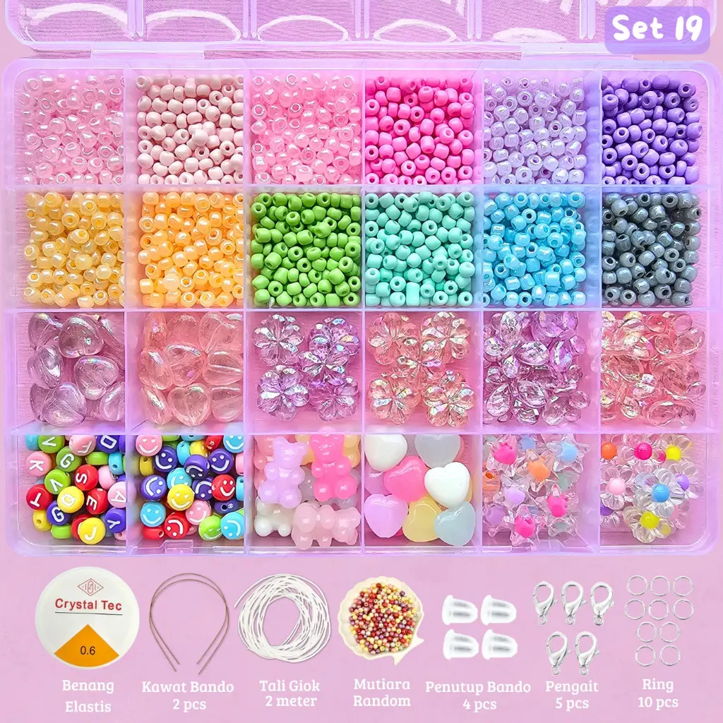 Mainan Anak Anak DIY Manik Manik Pernak Pernik Gelang 1 Box Lengkap - Tayo Mote - BISA COD