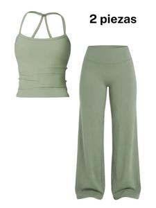 Conjunto de dos piezas de ropa deportiva para mujer con pantalones de cintura alta y pierna recta, yoga de secado rápido y ajustados, conjunto casual de deportes y fitness