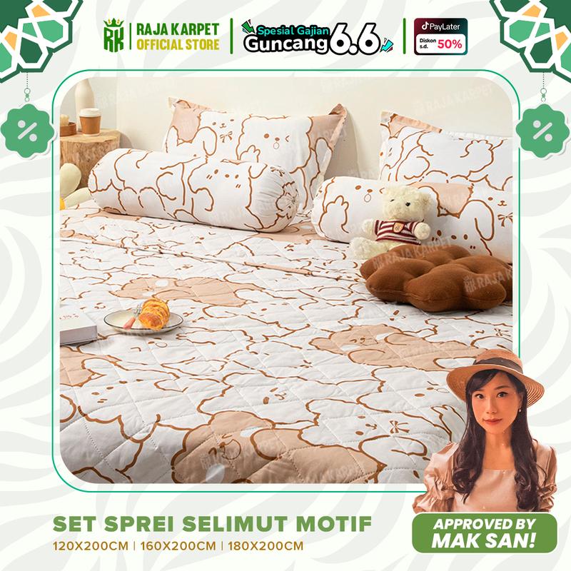 RAJA x MAK SAN Set Selimut Sprei Sarung Bantal Guling Bahan Microtex ...