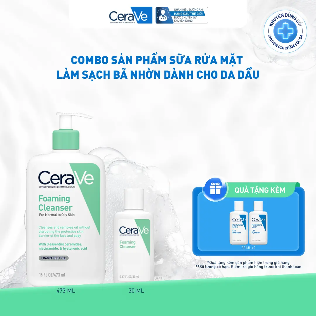 Bộ sản phẩm sữa rửa mặt làm sạch bã nhờn dành cho da dầu Foaming Cleanser