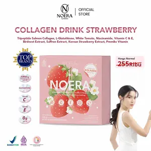 Noera Collagen Drink Strawberry With Birdnest and Saffron Extract I Minuman Kolagen L-Gluthatione | Noera Premium Collagen Drink | Collagen Beauty | Noera Kolagen Drink | Suplemen Kolagen Glutathione l Improved Formula