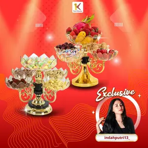 [EKSKLUSIF Indahputri13_] SK C1007 Ornamental Fruit Plate Piring Saji Bisa Putar Hidangan Buah Kue Crystal Plastik