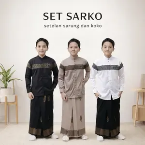Setelan SARKO Sarung Dan Koko Lengan Panjang Anak - Anak Usia 10 - 15 Tahun Motif Kobata Qinang Sarung Motif Sarang Tawon