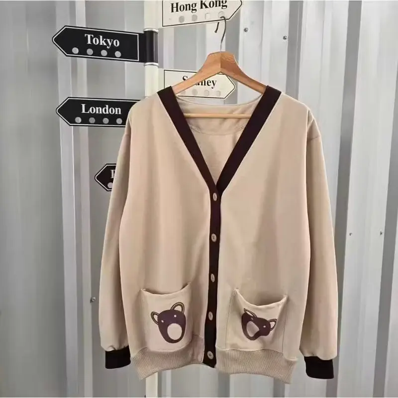 Cardigan Wanita Oversize SAKU BERUANG OUTHER Sweater Cardigan Wanita Oversize Bahan Fleece 1