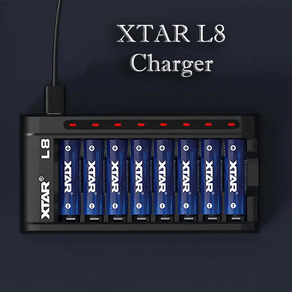 XTAR Charger Baterai 8 Slot AA AAA Li-Ion Ni-MH USB Type C QC3.0 18W - L8