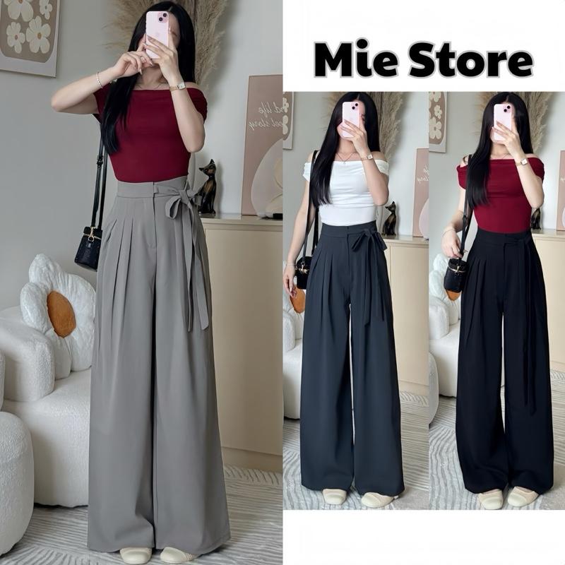 QUẦN ỐNG RỘNG LƯNG CAO KHOÁ GÀI buộc dây nơ VẢI GOLD MỀM ĐẸP [M36]