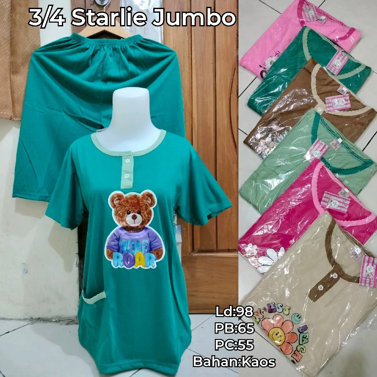 Paket Hemat Baju Tidur 3/4 Standar (95rb dapat 3)