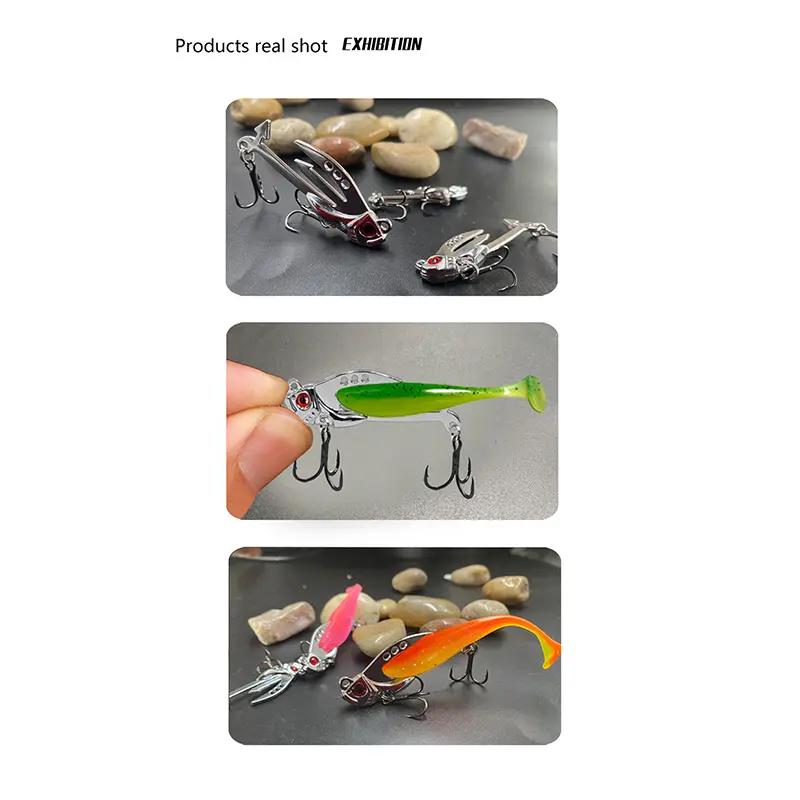 2-Trong-1 Kim Loại Vib Câu Cá Thu Hút Thực Tế 3D Mắt Dài Mồi Cho Nước Sâu Đúc…
