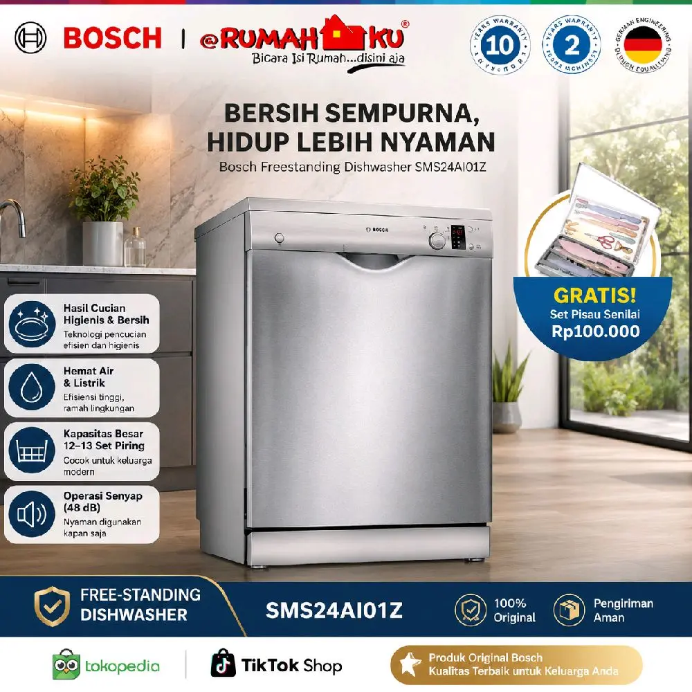 Bosch SMS24AI01Z Free-Standing Dishwasher 60cm Seri 2