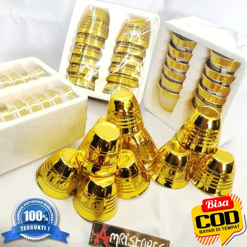 gelas zam zam gelas cucing kaca warna emas gold berkilau cangkir sloki zamzam mewah exclusive 1