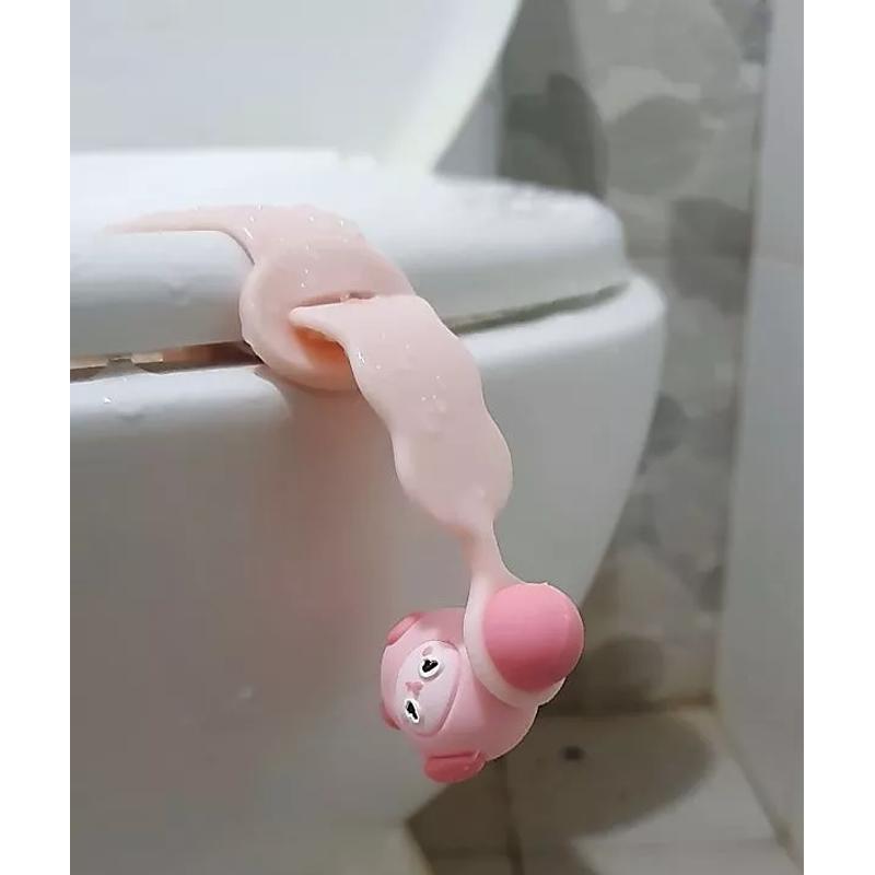 Kartun Toilet Lucu Toilet Seat Pegangan Bahan Silikon Warna Permen Anti Slip Toilet Lid Lifter