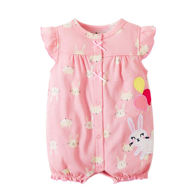 Bayi Perempuan Romper Katun Lengan Pendek Kancing Bayi Bodysuit Pakaian Anak-Anak Musim Panas 2