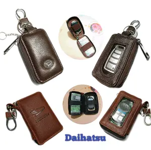 Dompet kunci remote keyless mobil DAIHATSU kulit asli dobel karet zipper transparan dompet stnk mobil kulit asli car key