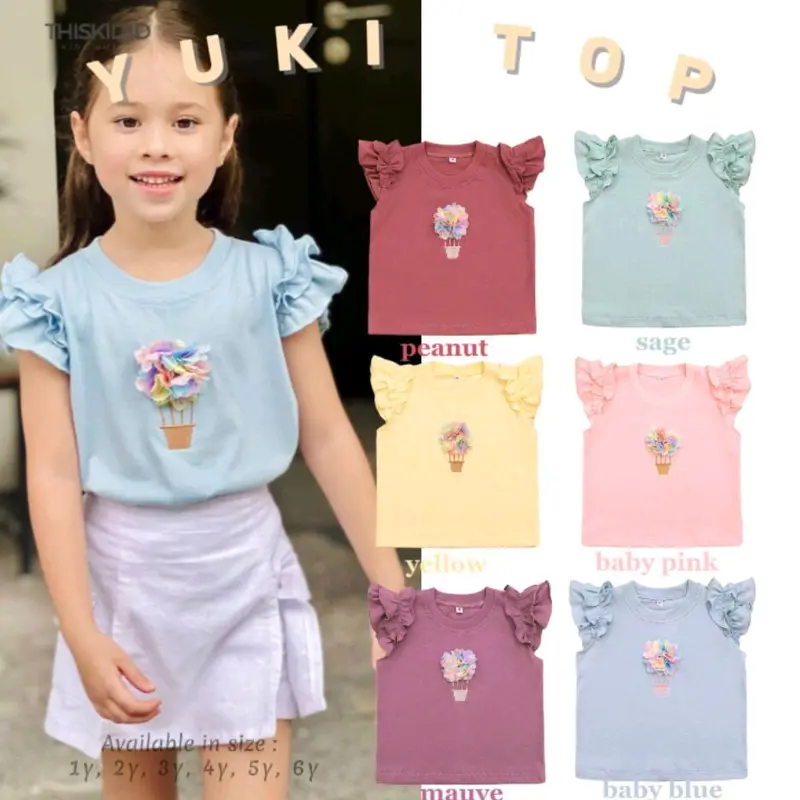 YUKI TOP || atasan kaos anak bahan catton combed 30's usia 1-6 tahun 0