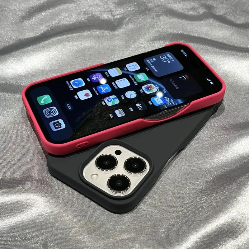 Ốp Điện Thoại Di Động Màu Trơn Chất Lượng Cao, Cảm Giác Da, Nửa Túi, Thích Hợp Cho iPhone 16 / 15promax, Thời Trang Nhiều Màu, Bảo Vệ Mềm, Chống Sốc, Thích Hợp Cho 14 / 13 / 12 / 11, Kích Thước Xsmax lf