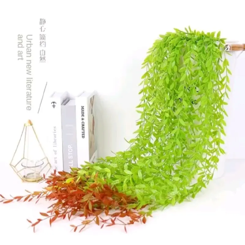 daun juntai pucuk merah (1Lusin) TANPA PT artificial plastik palsu 7