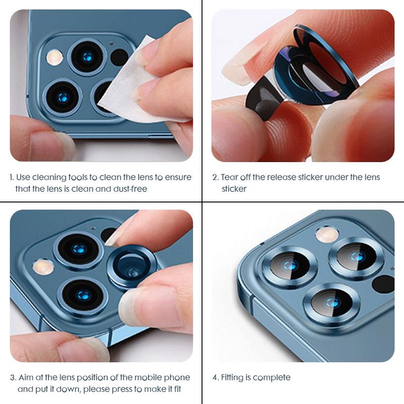 Vòng Bảo Vệ Kim Loại Ống Kính Máy Ảnh Phía Sau, Với Kính Cường Lực, Tương Thích Với iPhone 15 Pro Max, 14, 13, 12, 11 Pro Max, Mini, 14, 15 Plus 1