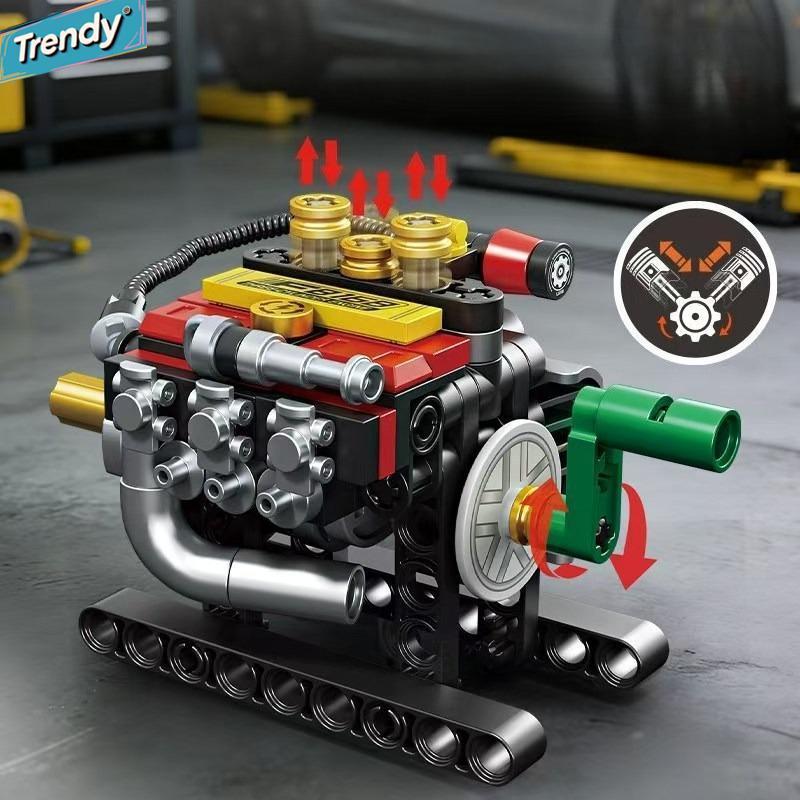 Mô hình lắp ráp câu đố động cơ V8 cơ khí sáng tạo, DIY thời thượng, khối xếp…