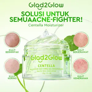 Glad2Glow Gel Moisturizer Centella Allantoin Soothing  30g/55/100g Berjerawat Wajah Acne care Calming Cooling soothing Lactic Silver Pelembab Acid Hyaluronic Bruntusan Perawatan Hitam Berminyak Hydrating G2G Skincare beauty Mencerahkan Glycolic