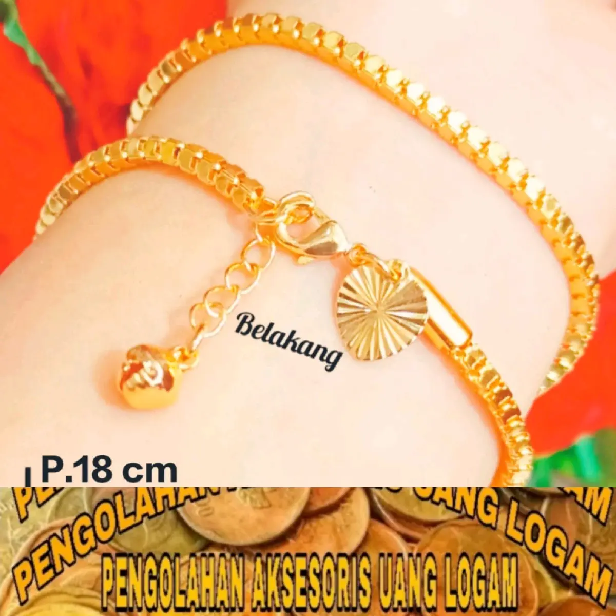 Gelang Melano Terbuat dari bahan Koin Logam 1991-1992 Terbaru ANTI KARAT Gold