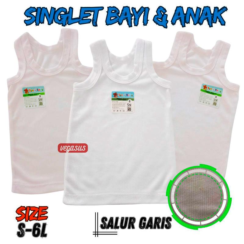 Product Introduction of 6Pcs Singlet Kaos Dalam Anak Laki Usia 1-15Tahun-Kutang Syani S,M,L,XL,3L,4l,5L,6L Katun Bayi Perempuan Cewek 36