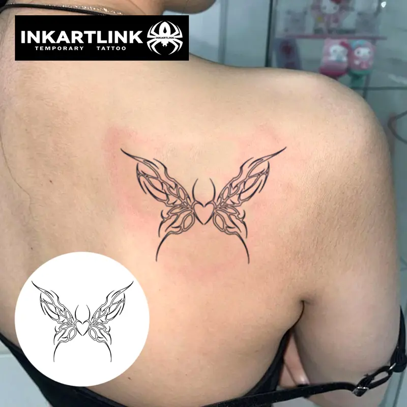 Miếng Dán Hình Xăm Tạm Thời Thiết Kế Hình Bướm Tình Yêu, Hình Xăm Ma Thuật, Lâu Trôi Trong 1-2 Tuần 2